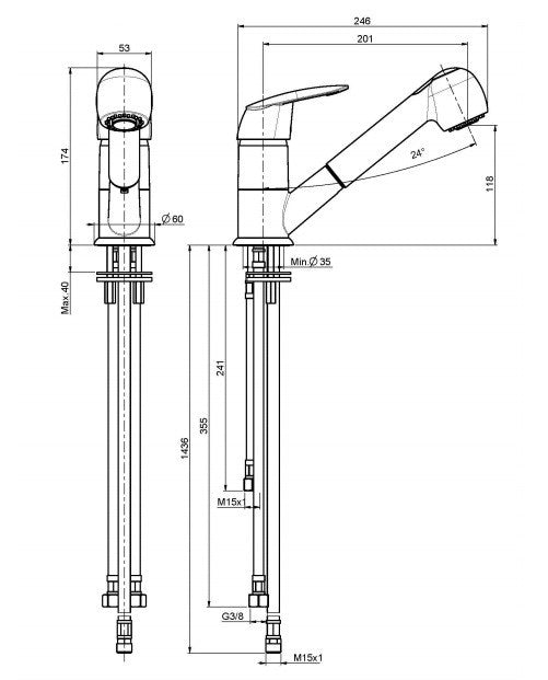 Carlo Frattini Aufsatz-Einhebelmischer F3208 mit drehbarem Auslauf